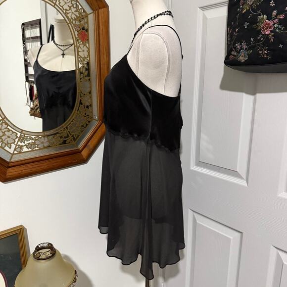 VTG 90s Victoria's Secret Black 100% Silk Beaded Floral Dark Coquette Slip Dress - Picture 4 of 8